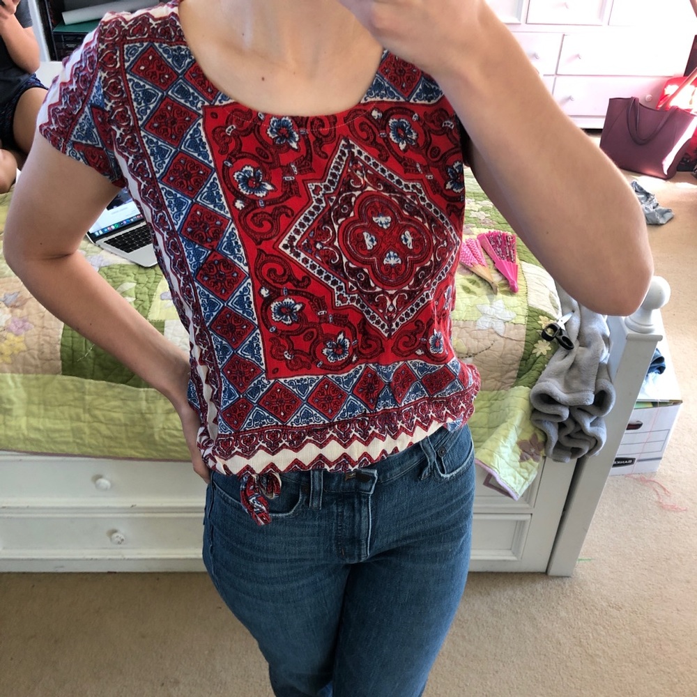 Bandanna Top Red White Blue- Lucky Brand